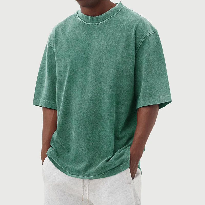 T-Shirt Herre | Oversized Bomuld T-Shirt Med Washed Look