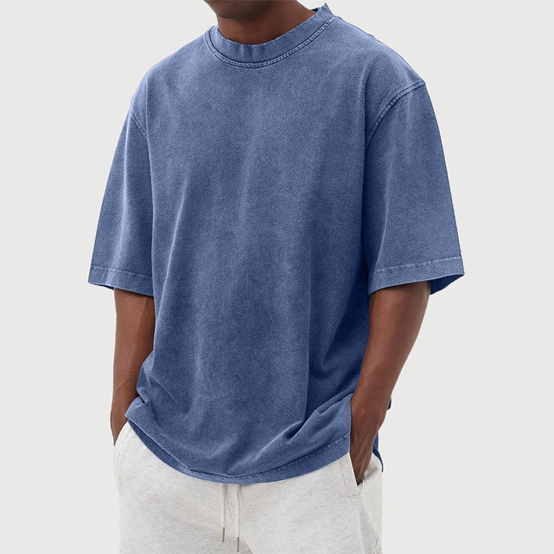 T-Shirt Herre | Oversized Bomuld T-Shirt Med Washed Look