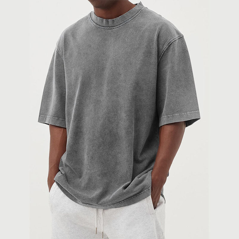 T-Shirt Herre | Oversized Bomuld T-Shirt Med Washed Look