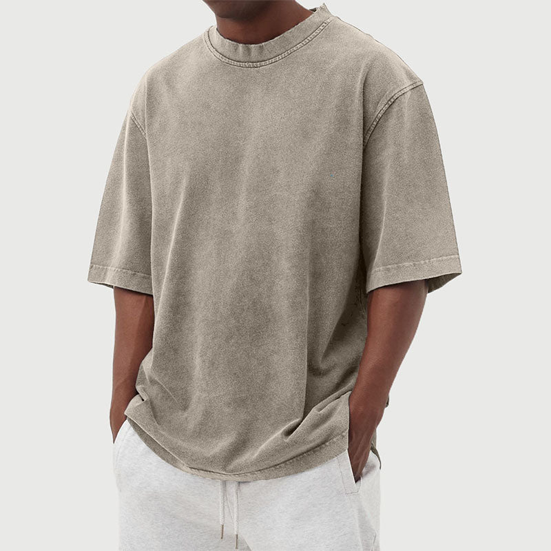 T-Shirt Herre | Oversized Bomuld T-Shirt Med Washed Look