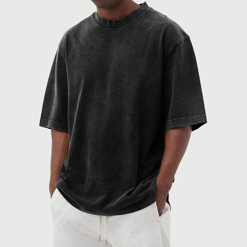 T-Shirt Herre | Oversized Bomuld T-Shirt Med Washed Look