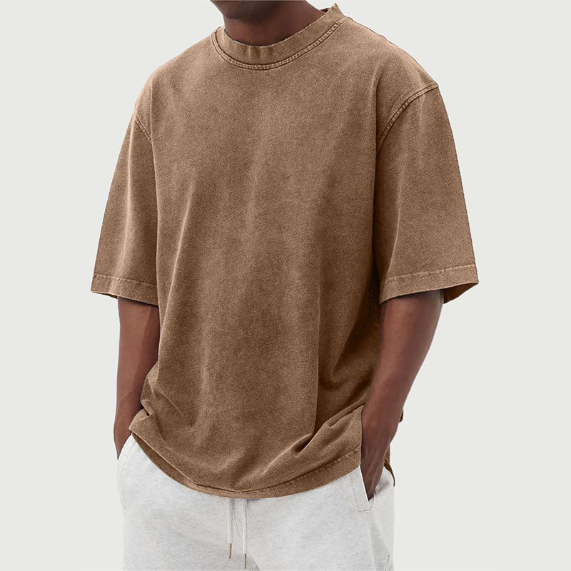 T-Shirt Herre | Oversized Bomuld T-Shirt Med Washed Look
